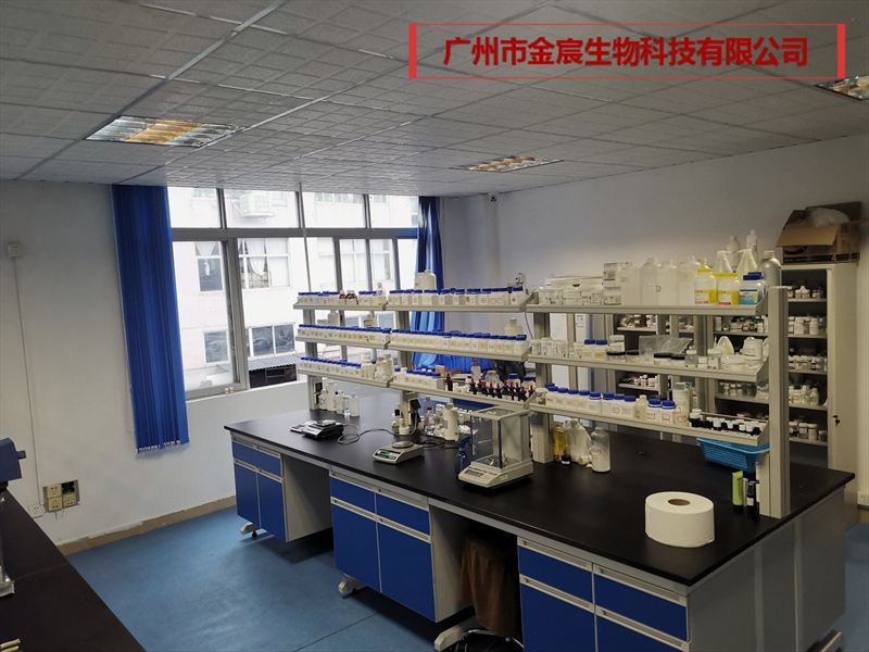 In-house laboratory bench with glassware, reagents and a balance